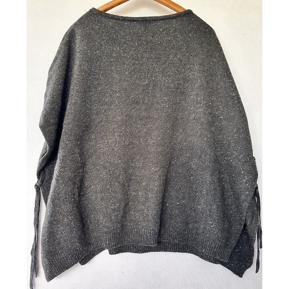 LOFT Sweater Tie Shrug Kimono Women's Sz S Gray Short Sleeve Office Business